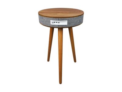 Table d'appoint en bois avec système audio Bluetooth et charge sans fil Marlone - Modèle Soundwood - Merisier