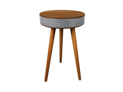 Table d'appoint en bois avec système audio Bluetooth et charge sans fil Marlone - Modèle Soundwood - Merisier