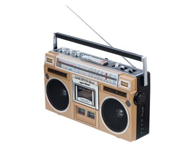 Poste radio-cassette Stéréo FM/AM Bluetooth 20W Marlone - Modèle Queens - Marron